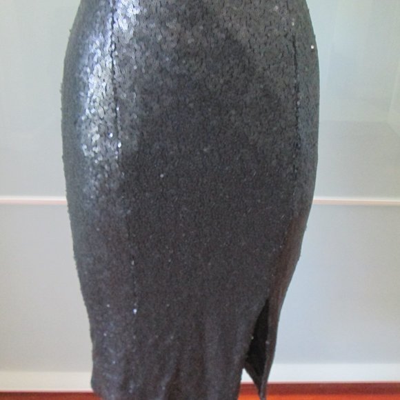 *SOLD* Jay Godfrey Sequin Slit Cocktail Dress in Black - Picture 6 of 8
